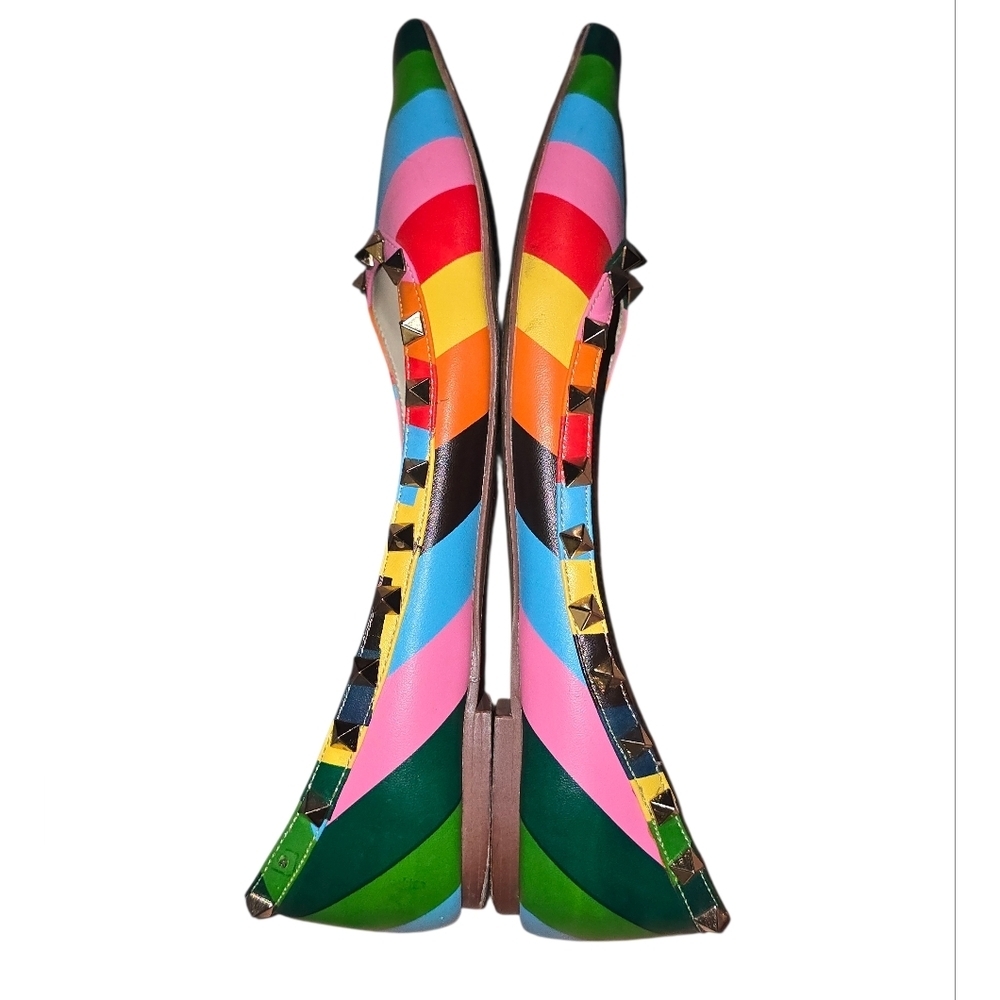 Valentino Garavani Rainbow Chevron Rock-Studded Pointy Flats Size 40 9 - Picture 2 of 11